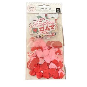 PINK PAISLEE 20 Pc Lucky Us Ephemera Diecut Paper Hearts Flowers NWT Love